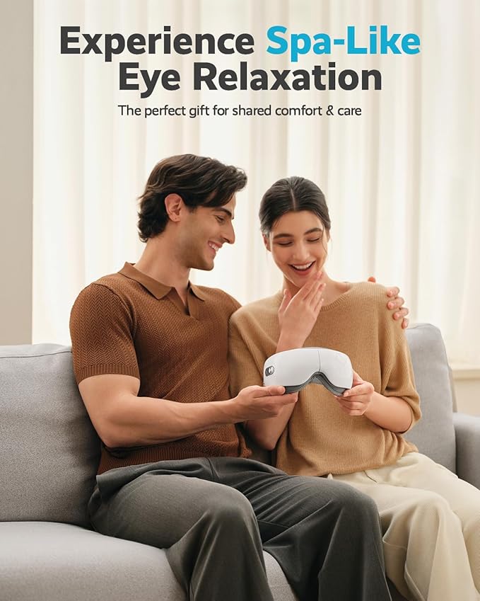SKG Heated Eye Massager, Portable Eye Mask for Relax & Eye Strain Relief, Bluetooth Massaging Eye Massager Ideal for Mom, Dad, Women, Men