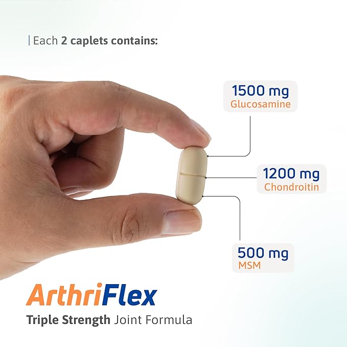 ArthriFlex Glucosamine Chondroitin MSM – Triple Strength Joint Support – Chondroitin Sulfate & MSM – Move Free & Heal and Soothe Arthritis Supplement – 120 Caplets for Mobility & Flexibility