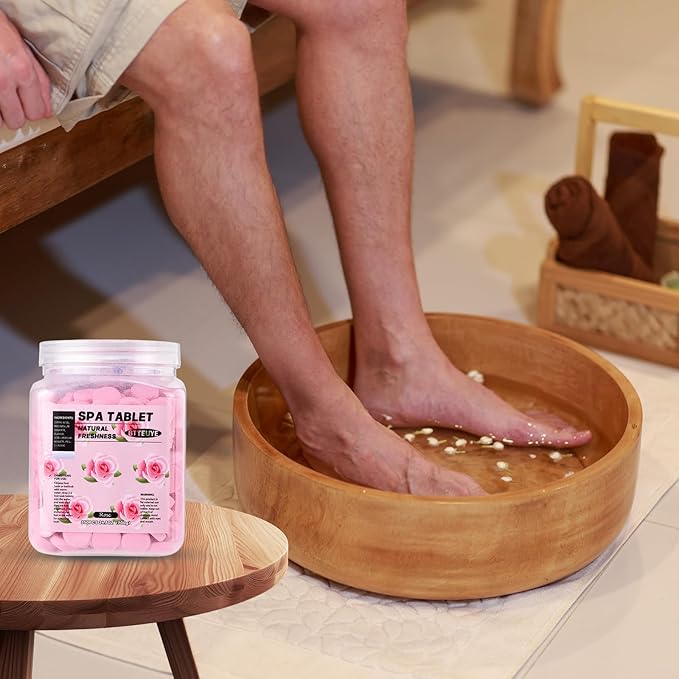 Spa Foot Bath Pedicure Tablets ,Pedicure Foot Spa Supplies,Natural & Refreshing, Relieve Fatigue, Quickly Dissolve & Remove Dead Skin, Rose Fragrance, 350-Count