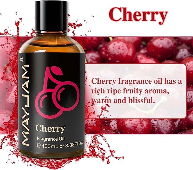 100ML/3.38FL.OZ Cherry Fragrance Oils with Glass Dropper, Essential Oils for Diffusers for Home, Long Lasting Scented Oils for Diffusers Soap Candle Making