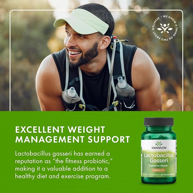 Swanson Lactobacillus Gasseri - Probiotic Supplement Supporting Digestive Health with 3 Billion CFU - Design-Release Satiety & Fat Metabolism Support - (60 Veggie Capsules) 3 Pack