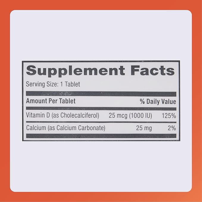 Rugby Vitamin D3, 25 mcg (1,000 IU) - Dietary Supplement - 100 Tablets (1 Pack)