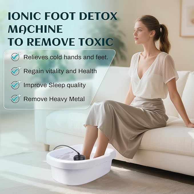 Ionic Foot Detox Machine, Portable Ionic Detox Bath Cleanse Spa Machine with Massager Roller for Plantar Fasciitis, Relaxing Foot Detox Spa at Home