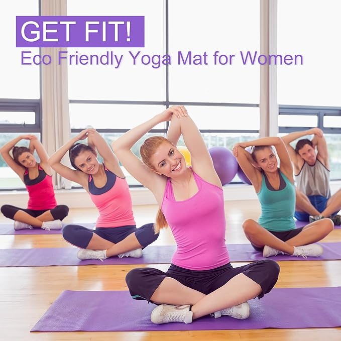 Funtery 24 Pcs 3 mm Thick Yoga Mat Exercise Workout Mat Non Slip Fitness Yoga Pad for Women Gym Home Yoga Pilates