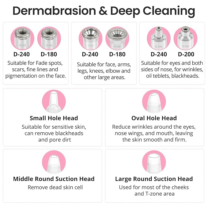 Diamond Microdermabrasion Machine, Portable Blackhead Remover Pore Vacuum, Dermabrasion Facial Machine for Exfoliation & Blackhead Removal