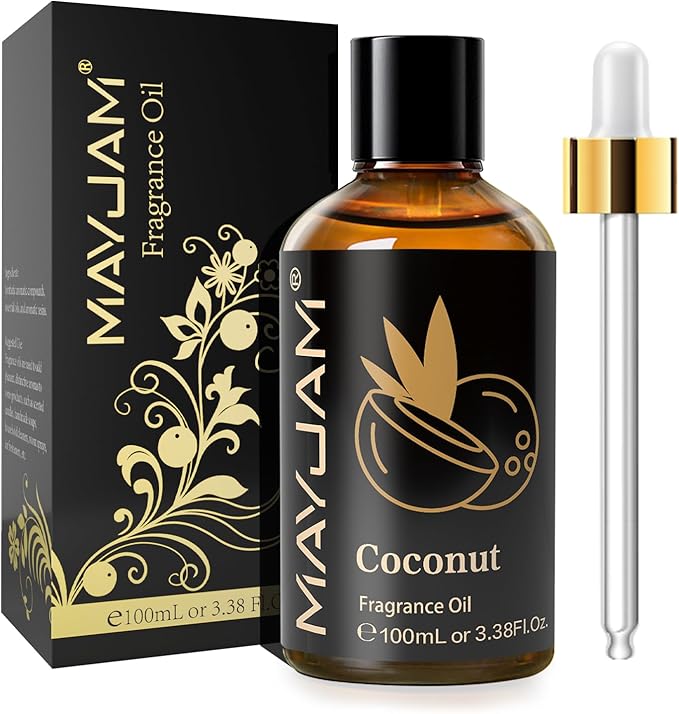 100ML/3.38FL.OZ Coconut Fragrance Oils with Glass Dropper, Essential Oils for Diffusers for Home, Long Lasting Scented Oils for Diffusers Soap Candle Making