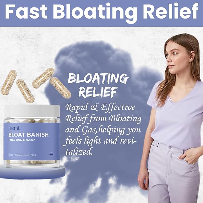 Teami Bloat Banish Fast Gas and Bloating Relief for Women - Debloat Pills to Support Digestion, Ensuring Regularity & Constipation Relief - Natural Herbal Belly Cleanse with Digestive Enzymes