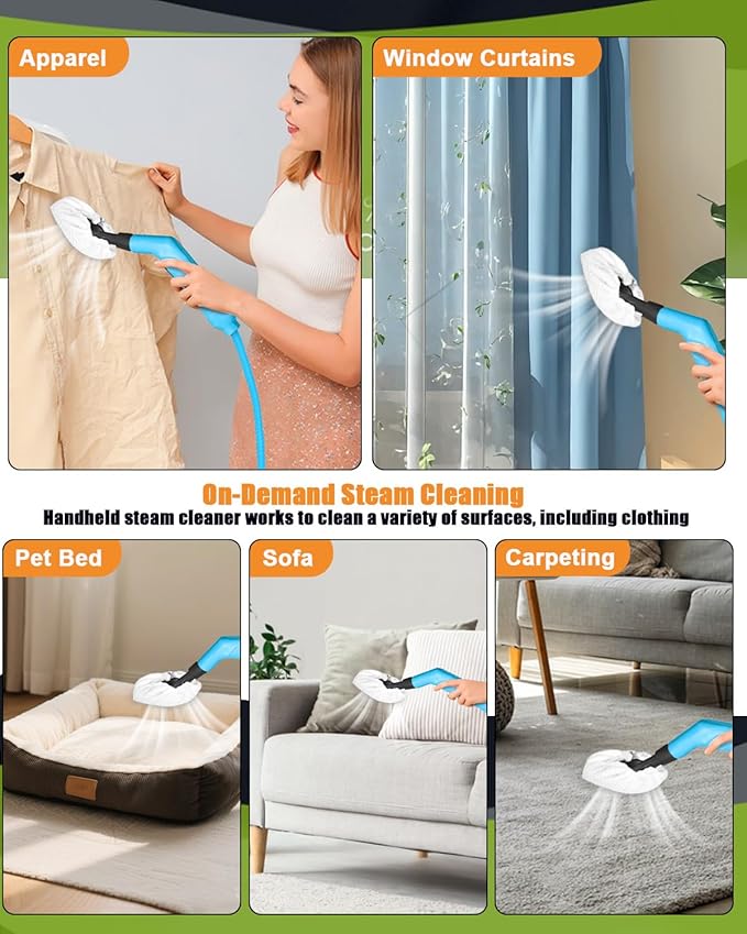 Steam Cleaner for Home, 10s Heat-Up, 4.5BAR High Pressure Portable Steamer for Cleaning, 3 Levels Adjustable Pressurized Handheld Steam Cleaner for Car, Grease,Tile, Dirt, Grout, Bed bugs, Blue