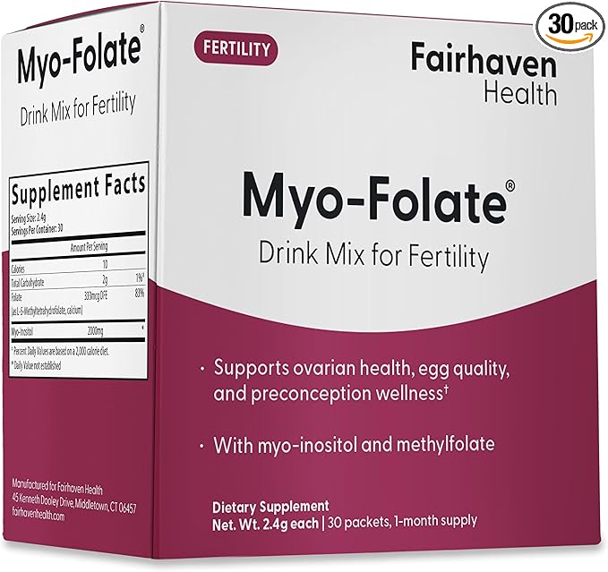 Fairhaven Health Folate and Myo Inositol Powder for Women - 1 Per Day, Female Fertility Supplement, Ovarian Health and Egg Quality - 2000 mg Myo-Inositol and 333 mcg Methylfolate – 30 Stick Packs