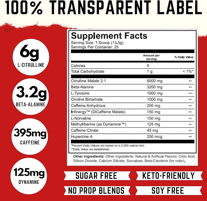 Harambe Pre Workout ✮ Extreme Preworkout Supplement for Men & Women ✮ Strong Pre Workout Powder ✮ 395mg Caffeine with Dynamine ✮ Best High Stim Pre-Workout for Pumps, Energy & Focus (Watermelon Candy)