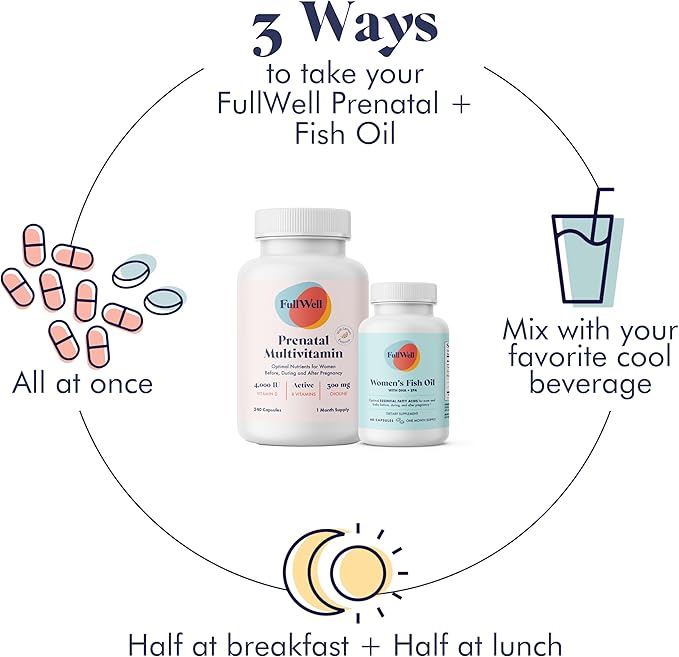 Prenatal Vitamin Lemon + DHA | Omega 3 Fish Oil with DHA & EPA for Brain Development & Nervous System Support | 26+ Vital Nutrients | Dietitian-formulated, 3rd Party Tested, 30 Servings