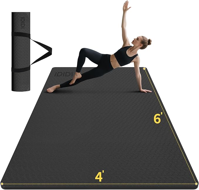 8mm Large Yoga Mat (6'x 4') - Extra Long and Wide 72 x 48 x 0.32 inches, Non-Slip POE Fitness Mat, Eco-Friendly, Thick Wide Exercise Mat for Home Workouts,Ideal for Yoga and Pilates.