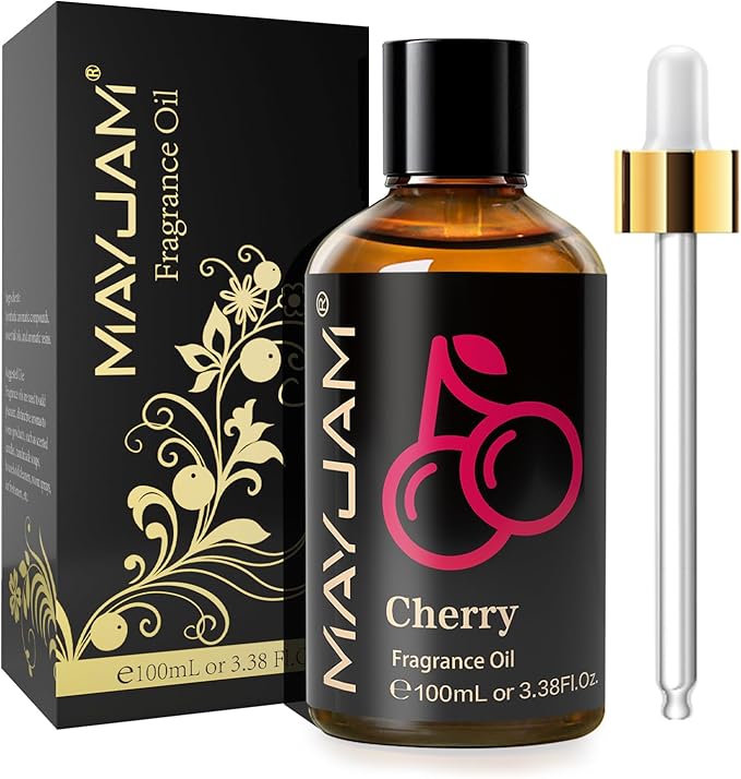 100ML/3.38FL.OZ Cherry Fragrance Oils with Glass Dropper, Essential Oils for Diffusers for Home, Long Lasting Scented Oils for Diffusers Soap Candle Making