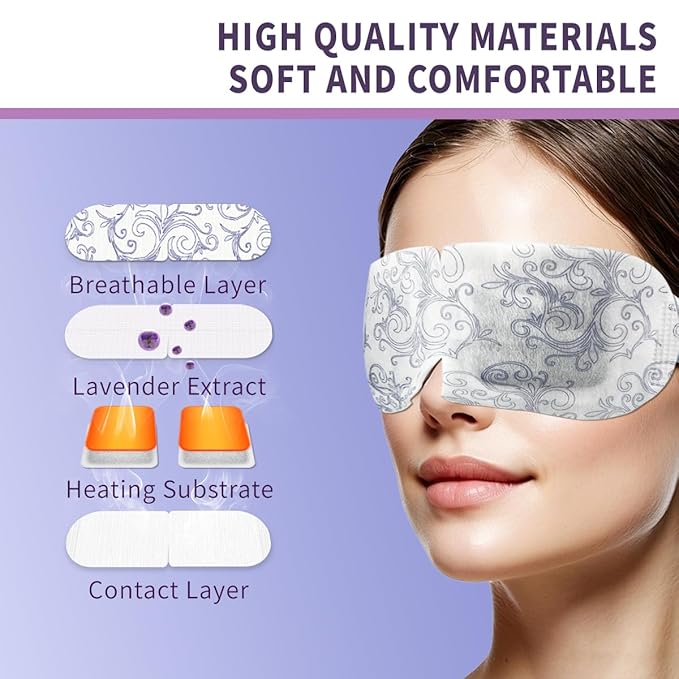 5 Pack Steam Eye Masks, Heated Eye Disposable Mask for Sleep Dry Eyes Dark Circles Treatment, Home Spa Relaxing Trip Gifts for Women Men