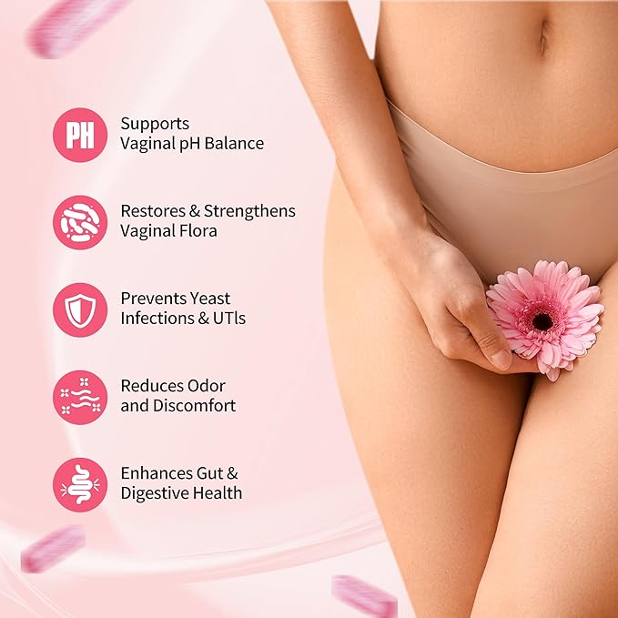 Vaginal Probiotic with Prebiotics & Lactobacillus Probiotic Blend pH Balance for Women,Vaginal Health Supplement,Reduce Vaginal Odor & Vaginal Flora,100 Count (Pack of 1)