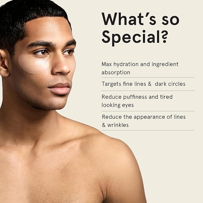 BRO MASK Under Eye Patches for Men Skin Care | Cooling Eye Masks for Dark Circles and Puffiness, Anti Aging Hydrogel Pads with Bakuchiol, Caffeine & Niacinamide, Eye Bags Treatment for Men (2X6 Pairs)