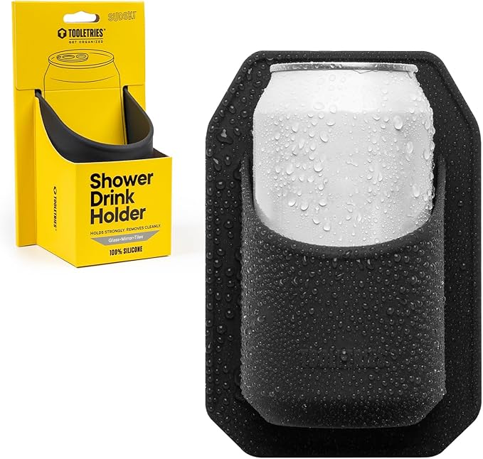 TOOLETRIES Get Your Grooming Together Pack - Shower Grooming Kit for Men with Silicone Body, Back, Face, and Beard Scrubbers, Body Wash, No-Fog Mirror, Shower Organizer and Drink Holder