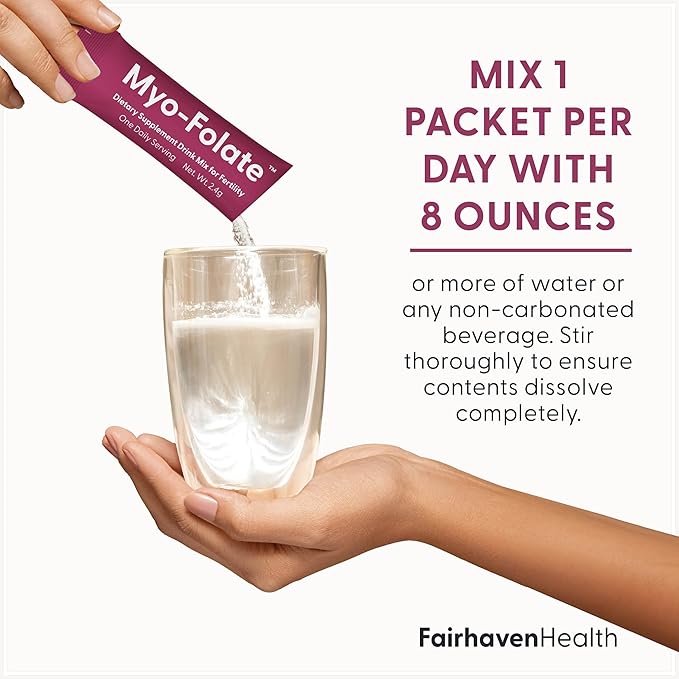 Fairhaven Health Folate and Myo Inositol Powder for Women - 1 Per Day, Female Fertility Supplement, Ovarian Health and Egg Quality - 2000 mg Myo-Inositol and 333 mcg Methylfolate – 30 Stick Packs