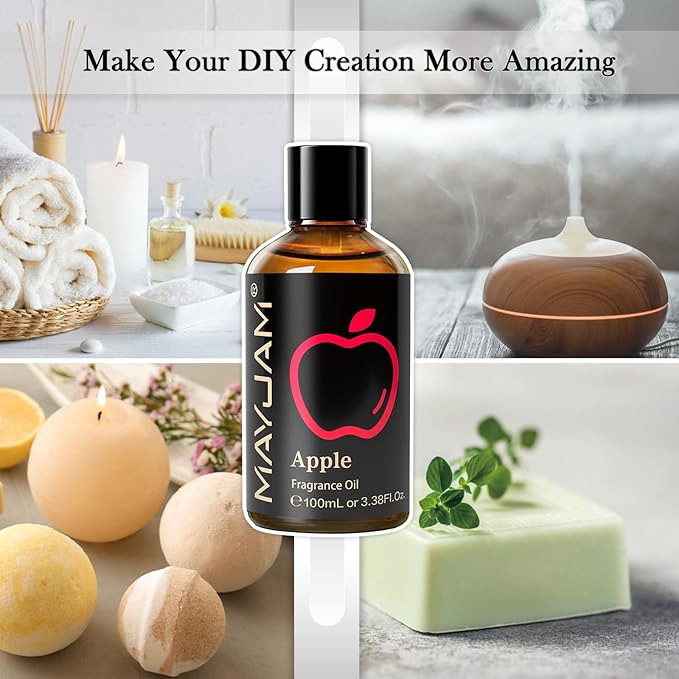 100ML/3.38FL.OZ Apple Fragrance Oils with Glass Dropper, Essential Oils for Diffusers for Home, Long Lasting Scented Oils for Diffusers Soap Candle Making