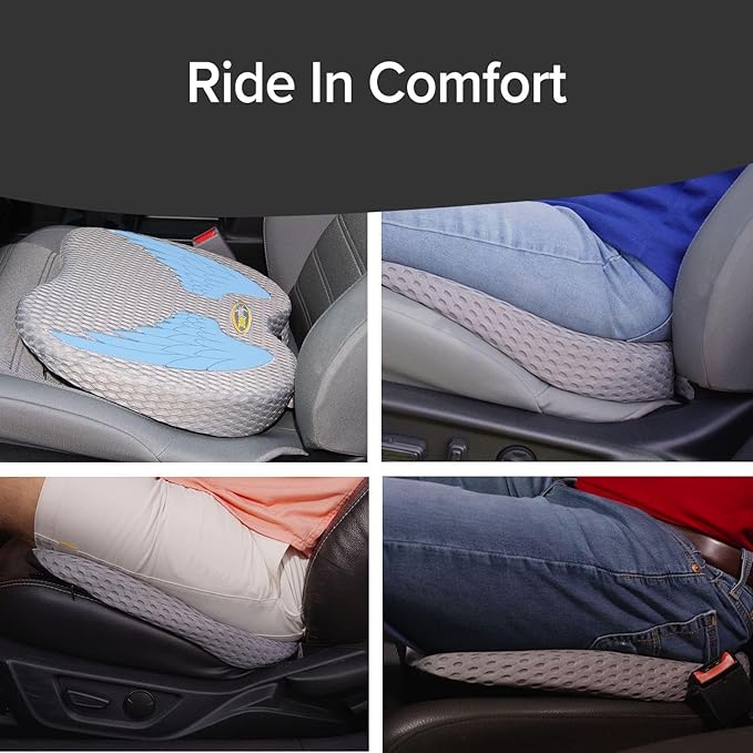 Extra Thick, Ultra-Comfy Edition Auto Cushion w/Memory Foam, AS-SEEN-ON-TV, Lumbar Support Helps Relieve Pressure, Molds to Anyone, Washable Cover, Drive in Heavenly Comfort, Any Vehicle