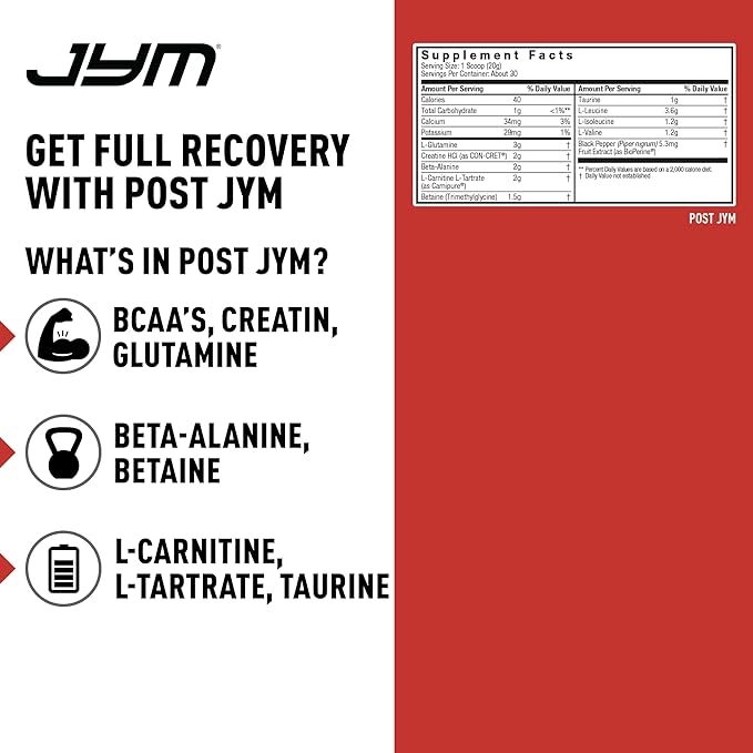 Post JYM Active Matrix - Post-Workout with BCAA's, Glutamine, Creatine HCL, Beta-Alanine, and More | JYM Supplement Science | Watermelon, 30 Servings