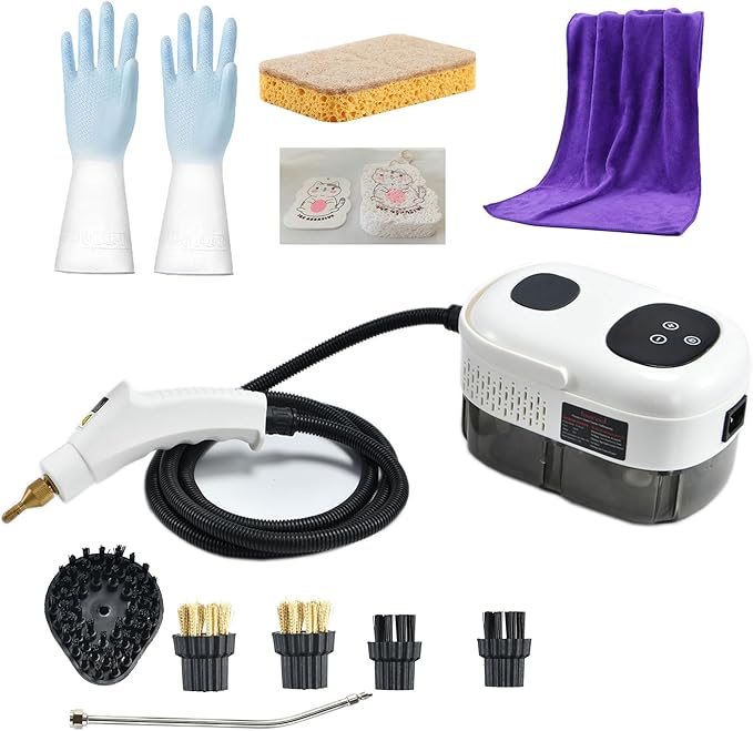 NASAMA Handheld Steam Cleaner,2500W High Temperature Pressurized Steam Cleaner,Portable Steam Cleaning Machine For Home with 5 Brush Heads (white)