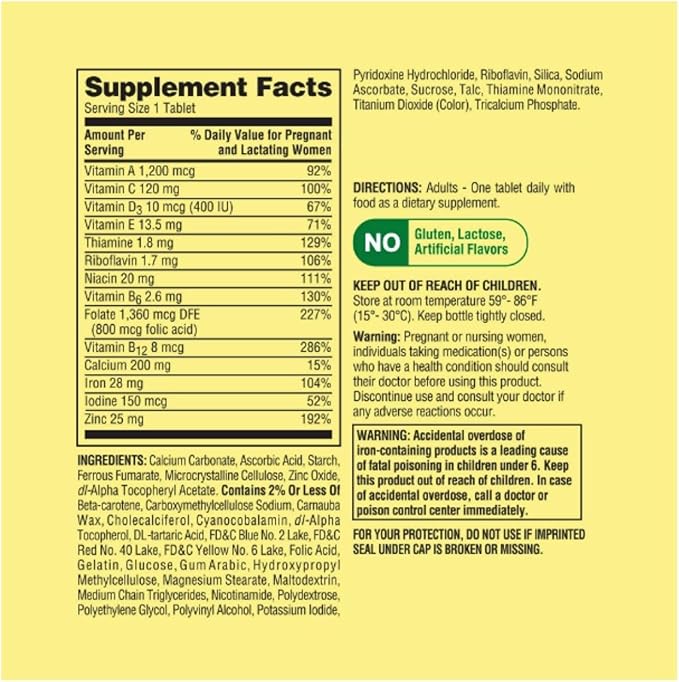 Spring Valley Prenatal Multivitamin - Multimineral Tablets, 100 Count + STS Sticker.