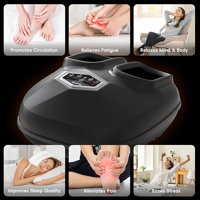 Howdy Foot Massager with Heat and Remote for Plantar Fasciitis, 2025 Heated Shiatsu Feet Massager for Neuropathy, Christmas Gift for Mom Dad Women Men, Wireless Control