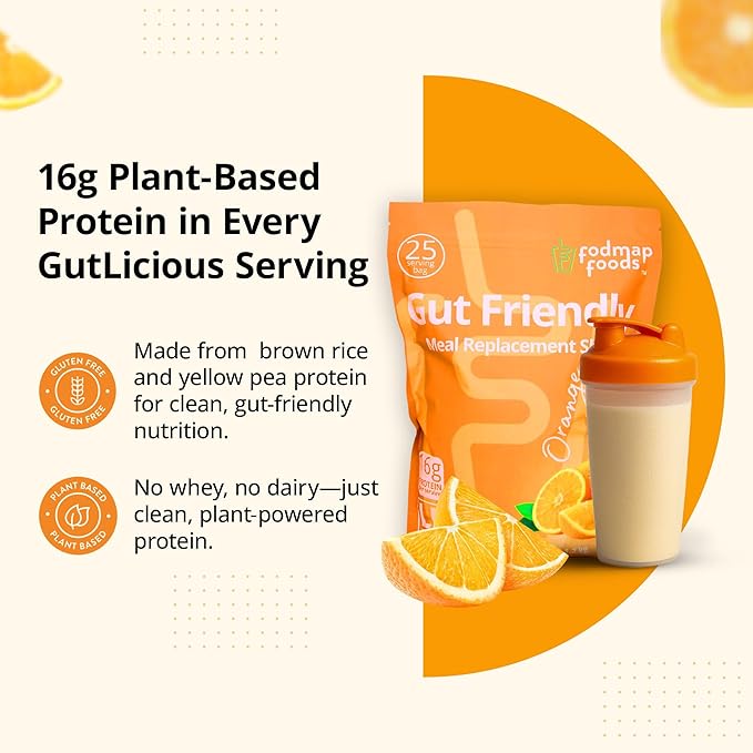 Certified Protein Shake Powder Meal Replacement – Gut Friendly 16g Plant Based Protein, Low Fermentation, Gluten-Free High Protein Meal Replacement Shake Powder | 25 Servings 44.1oz