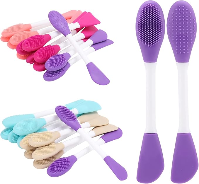 20 Pcs Silicone Face Mask Applicator, 2 in 1 Double-Sided Facial Scrubber Brush Tool, Double-Head Manual Cleansing Brush for Deep Gentle Exfoliating