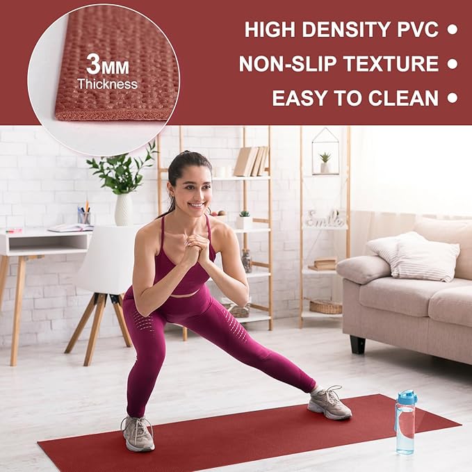 Funtery 24 Pcs 3 mm Thick Yoga Mat Exercise Workout Mat Non Slip Fitness Yoga Pad for Women Gym Home Yoga Pilates