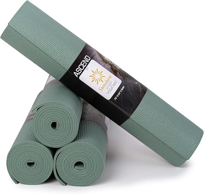 Sunshine Yoga 4 or 10 Pack Ascend Yoga Mat - 72" x 24" x 6mm Non-Slip Exercise Mat - Tear-Resistant, Non-Toxic Workout Mats for Pilates, Home, Studio, Fitness, Gym, Training, Floor Stretching