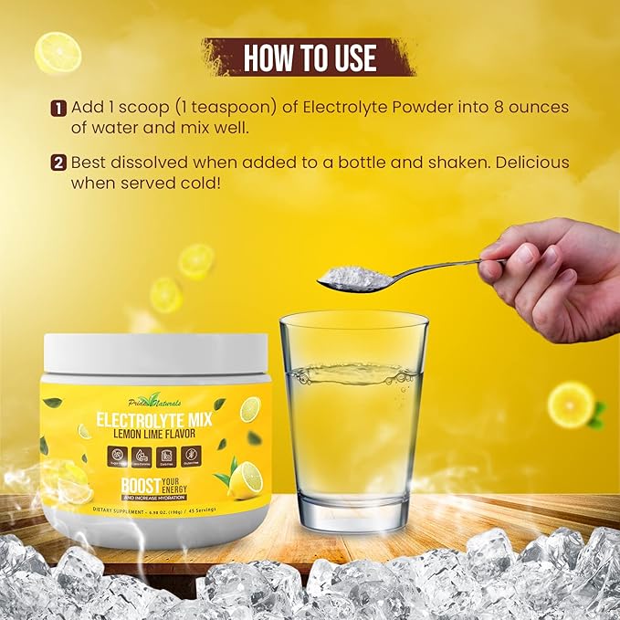 Electrolyte Powder - Refreshing Workout Recovery Electrolytes, Sugar Free, Gluten Free & Vegan, Pure Keto & Paleo Hydration Beverage, Immune Boosting Vitamins (198 Grams, Lemon Lime)