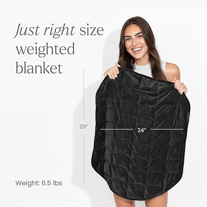 Nodpod Weighted Blanket & Sleep Mask Bundle – Ultra-Soft Body Blanket with Glass Beads + Light-Blocking Eye Mask – Relaxation, Comfort, Travel & Better Sleep - Black Onyx