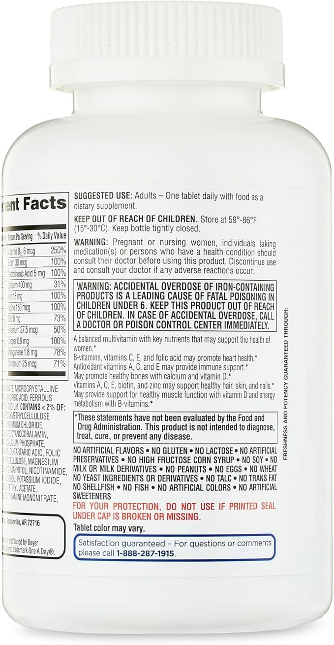 One Daily Women's Multivitamin/Multimineral Supplement Tablets for Women's Health, 200 Count