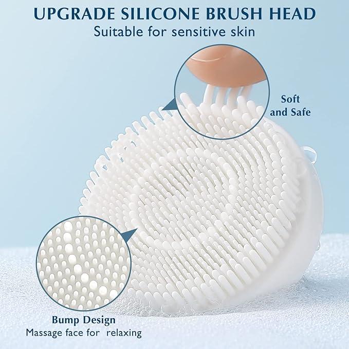 COSLUS Facial Cleansing Brush Silicone Face Scrubber: 2 in1 FBS-D Electric Exfoliating Massage Device Waterproof Deep Cleaning Exfoliation Rotating Spa Machine - Electronic Skin Care Wash Clean System