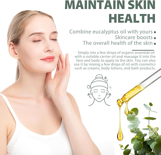 Pure Eucalyptus Essential Oil, 100% Pure Therapeutic Grade Premium Oil for Hair Care, Skin, Aromatherapy 3.38Fl Oz