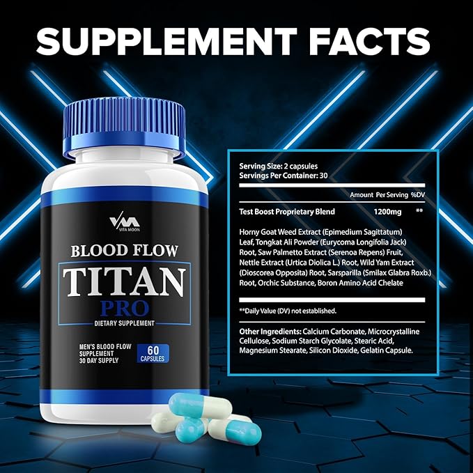 (2 Pack) Titan Pro Advanced Formula Pills, TitanPro Support Supplement, Overall Wellness, Maximum Strength (120 Capsules)