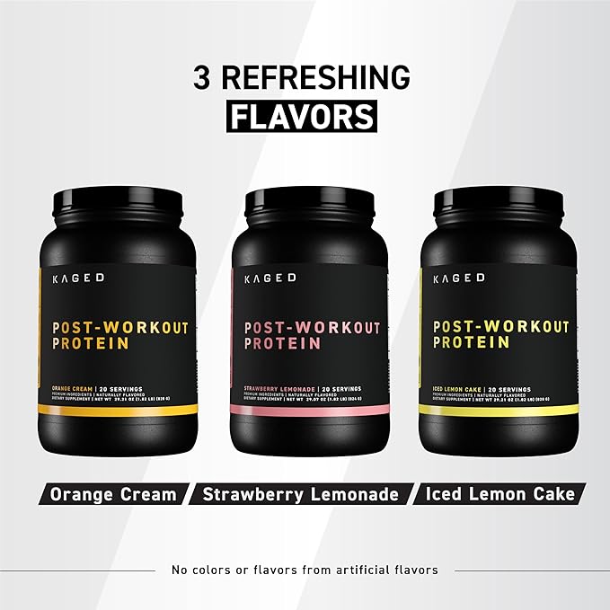 Kaged Post Workout Protein Powder | Iced Lemon Cake | Whey Protein, Creatine, Glutamine & Betaine | Re Recovery Drink | Supports Muscle Building | Supplements for Men & Women | 20 Servings
