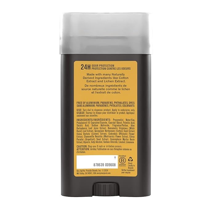 Every Man Jack Amber + Sandalwood Men’s Deodorant - Stay Fresh with Aluminum Free Deodorant For all Skin Types - Odor Crushing, Long Lasting, with Naturally Derived Ingredients - 3oz (2 Pack)
