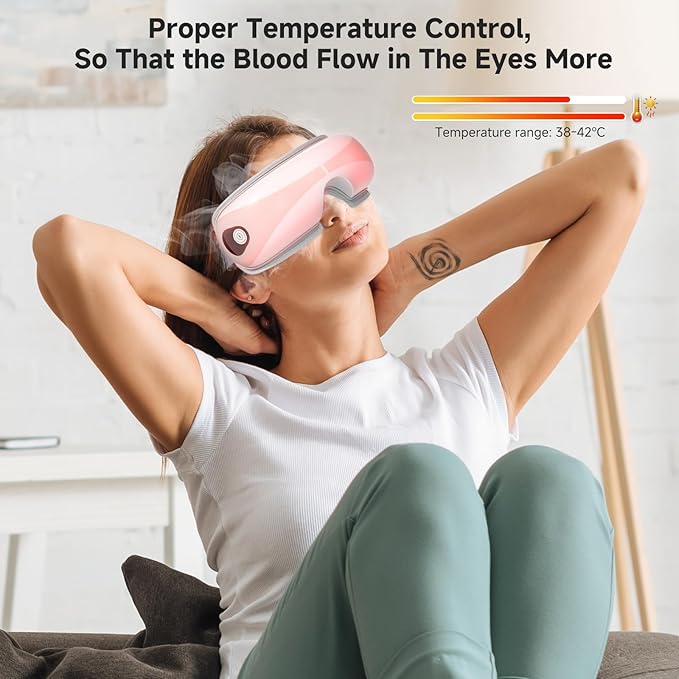 Eye Massager with Heat, Portable Eye Mask Massager for Relaxation, Stress Relief, and Tension Reduction, Ideal for Dry Eyes, Headaches, and Fatigue Relief, Gift Idea for Man & Women