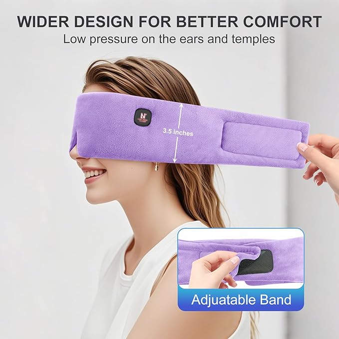 Heated Eye Mask, Cordless Warm Eye Compress for Dry Eyes MGD Stye Blephartitis, 2500mAh Electric Eye Heating Pad for Travel, Gifts for Men Women (Purple)