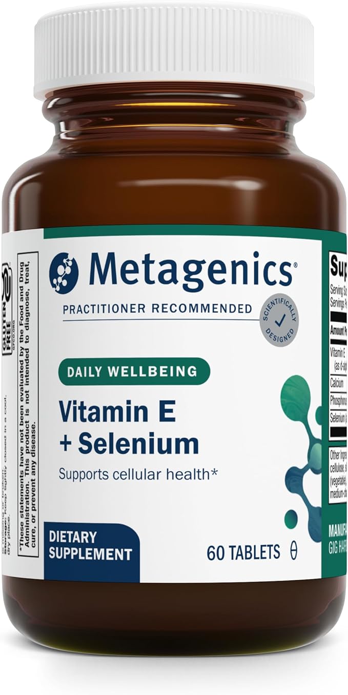 Metagenics E-400 Selenium - Antioxidant & VIT E Support* - Non-GMO, Gluten-Free, Vegetarian - Contains 50 mcg Selenium, 268 mg Vitamin E & 97 mg Calcium - 60 Tablets