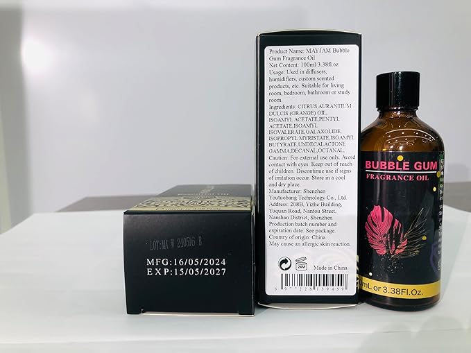 100ML/3.38FL.OZ Bubble Gum Fragrance Oils with Glass Dropper, Essential Oils for Diffusers for Home, Long Lasting Scented Oils for Diffusers Soap Candle Making