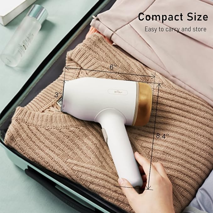 Bear Steamer for Clothes, Portable Handheld Travel Clothes Steamer, 10 Second Fast Heat-up, Auto-Off, Steam Iron Fabric Wrinkle Remover with Brush for Home and Travel