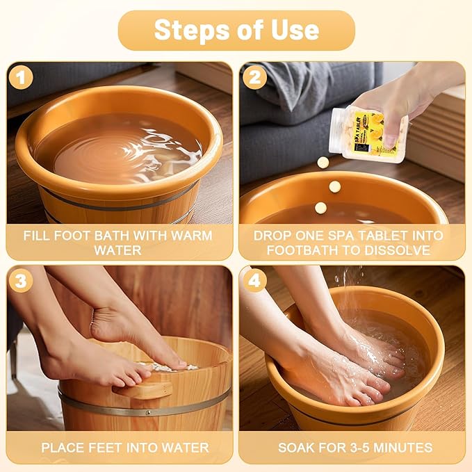 Foot Spa Soak Tablets for Calluses,Foot Pedicure Soak,Natural & Refreshing,Relieve Fatigue,Soothe & Protect Feet,Lemon Scent,350-Count