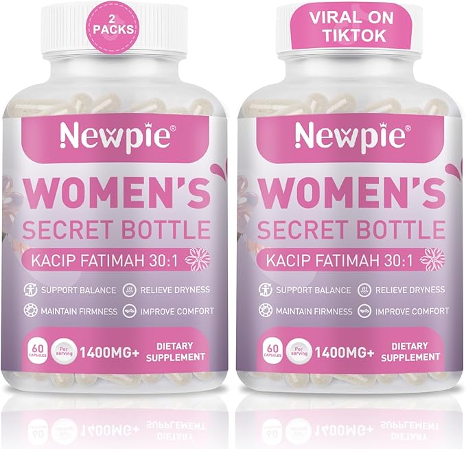 Vaginal Moisturizer Capsules Kacip Fatimah 1000mg, Manjakni 200mg & Slippery Elm Synergize to Moisturize, Tighten, Ease Vaginal Dryness, Maintain Elasticity & pH Balance. Vegan, 60 Capsules (2)