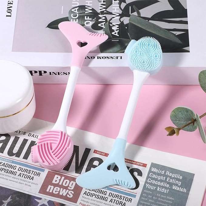 2 Packs Silicone Face Scrubber Brush, 2 in 1Double-Ended Facial Pore Cleaning Brush Face Mask Applicator Tool for Exfoliating Wash Massaging Remove Blackheads Deep Pore Cleansing
