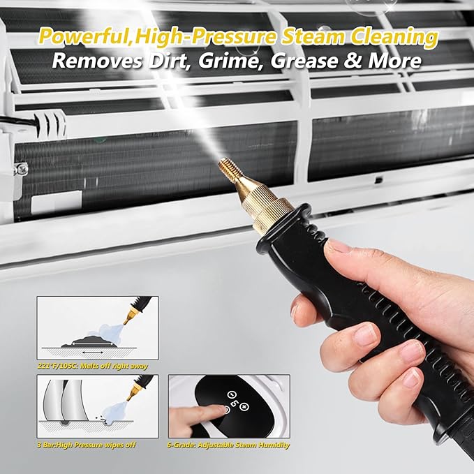 Handheld Steam Cleaner 2500W Powerful Steamer for Cleaning Home Upholstery Car and More, 15s Heat-Up, Portable Steam Cleaner for Deep & Multi-Surface Cleaning (White)