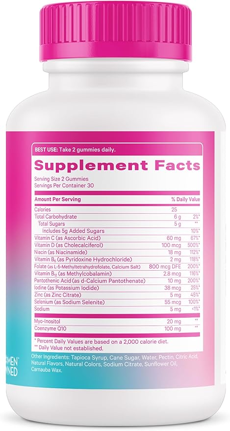 Pink Stork Fertility Gummies for Women – Pineapple Mango Flavor, Conception Support with Myo-Inositol, CoQ10, Folate, Zinc, Vitamin D, B6, B12 – Hormonal & Reproductive Health Supplement – 60 Gummies